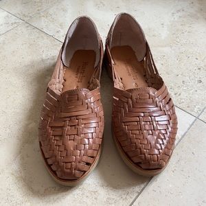 Tan Huaraches Woven Leather Sandals/flats
